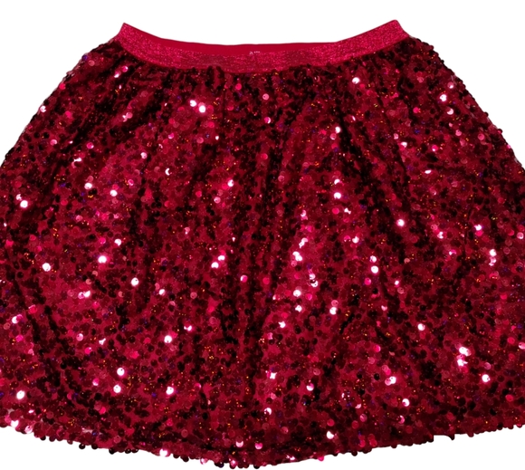 Cat & Jack Bright Red Flip Sequences Skater Skirt with Double LininngSz XL 14-16 - Picture 2 of 11